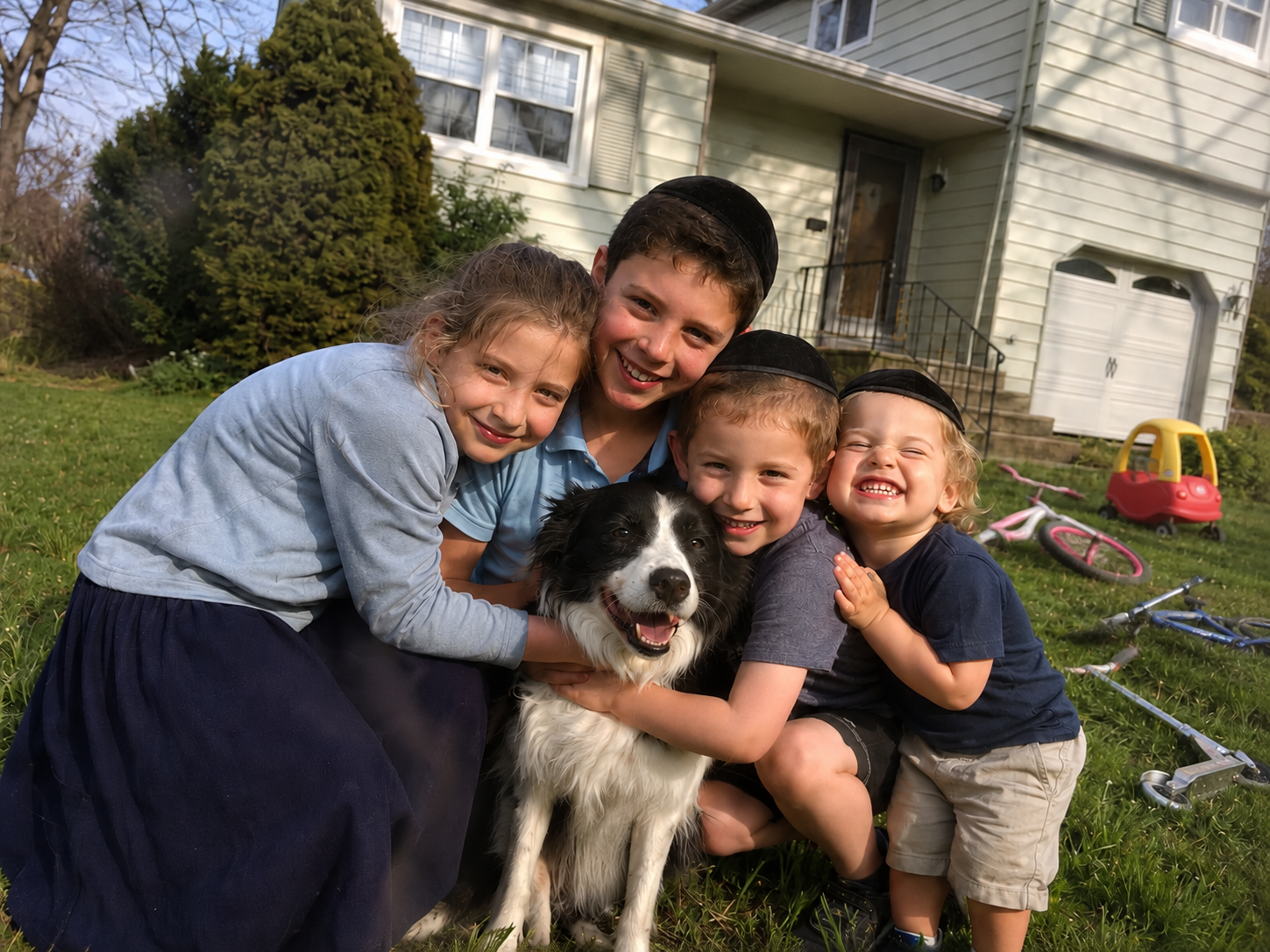 A family with their dog